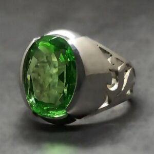 Lab Peridot Mens Lattice Ring