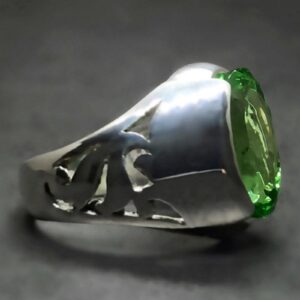 Lab Peridot Mens Lattice Ring