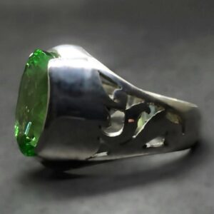 Lab Peridot Mens Lattice Ring