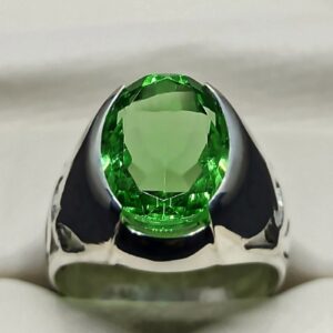 Lab Peridot Mens Lattice Ring