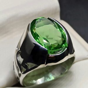 Lab Peridot Mens Lattice Ring