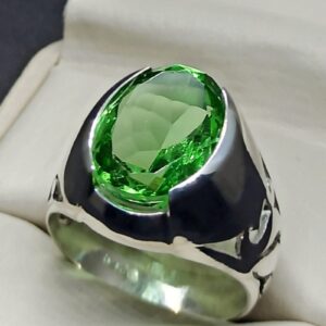 Lab Peridot Mens Lattice Ring