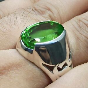 Lab Peridot Mens Lattice Ring