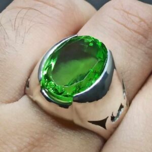 Lab Peridot Mens Lattice Ring