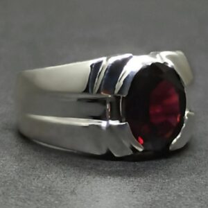 4 Carat Oval Cut Garnet Men’s Elegant Ring