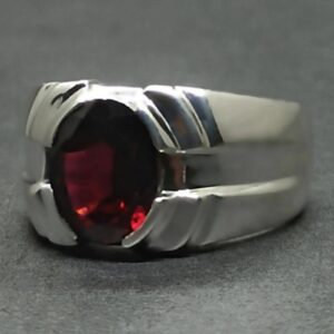 4 Carat Oval Cut Garnet Men’s Elegant Ring