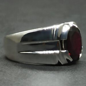 4 Carat Oval Cut Garnet Men’s Elegant Ring