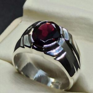 4 Carat Oval Cut Garnet Men’s Elegant Ring
