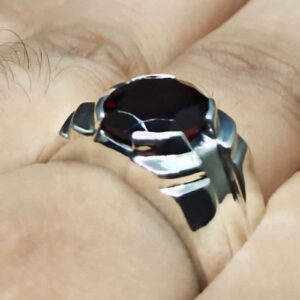 4 Carat Oval Cut Garnet Men’s Elegant Ring