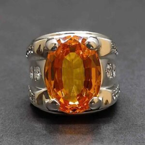 18 Carat Yellow Citrine Men’s Ring