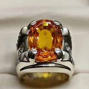 18 Carat Yellow Citrine Men’s Ring