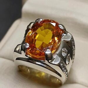 18 Carat Yellow Citrine Men’s Ring