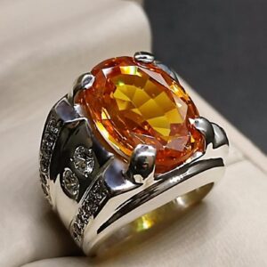 18 Carat Yellow Citrine Men’s Ring