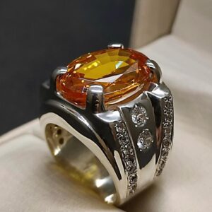 18 Carat Yellow Citrine Men’s Ring