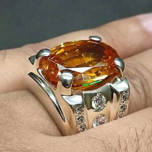 18 Carat Yellow Citrine Men’s Ring