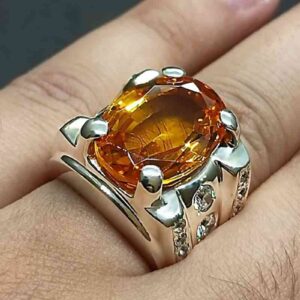 18 Carat Yellow Citrine Men’s Ring