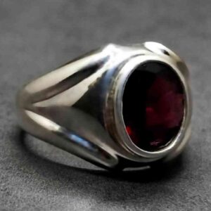 4 Carat Oval Cut Garnet Men’s Plain Ring