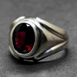 4 Carat Oval Cut Garnet Men’s Plain Ring