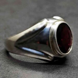 4 Carat Oval Cut Garnet Men’s Plain Ring
