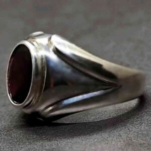 4 Carat Oval Cut Garnet Men’s Plain Ring