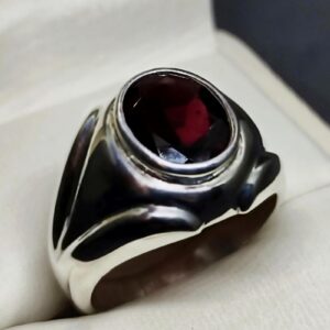 4 Carat Oval Cut Garnet Men’s Plain Ring