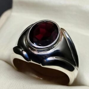 4 Carat Oval Cut Garnet Men’s Plain Ring