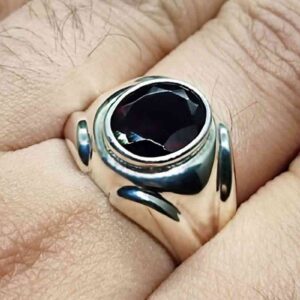 4 Carat Oval Cut Garnet Men’s Plain Ring