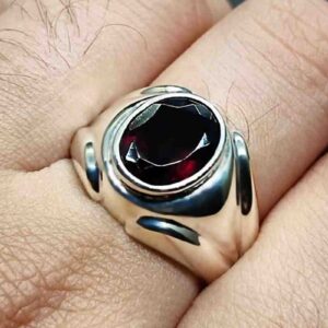 4 Carat Oval Cut Garnet Men’s Plain Ring