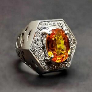 12 Carat Yellow Citrine Men’s Ring