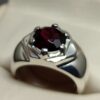 Round Cut Garnet Men’s Star Shape Ring