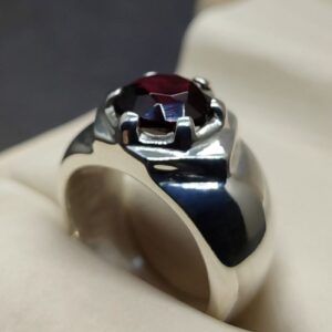 Round Cut Garnet Men’s Star Shape Ring