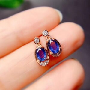 Natural Ceylon Blue Sapphire Earrings