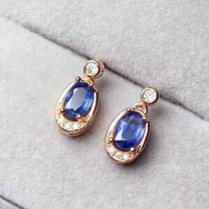 Natural Ceylon Blue Sapphire Earrings
