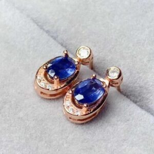 Natural Ceylon Blue Sapphire Earrings