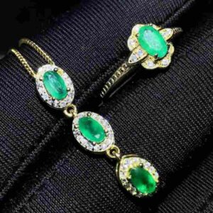 3 Carat Zambian Emerald Handmade Jewelry Set