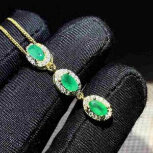 3 Carat Zambian Emerald Handmade Jewelry Set