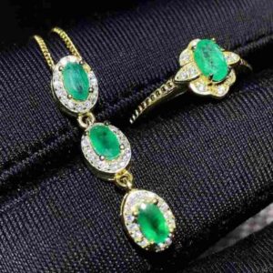 3 Carat Zambian Emerald Handmade Jewelry Set