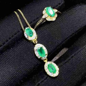 3 Carat Zambian Emerald Handmade Jewelry Set