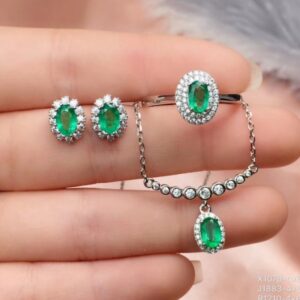 4 Carat Zambian Emerald Handmade Jewelry Set