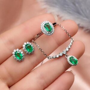 4 Carat Zambian Emerald Handmade Jewelry Set