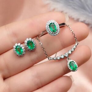 4 Carat Zambian Emerald Handmade Jewelry Set