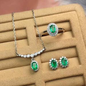 4 Carat Zambian Emerald Handmade Jewelry Set