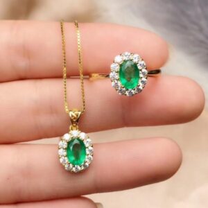 Zambian Emerald Floral Jewelry Set