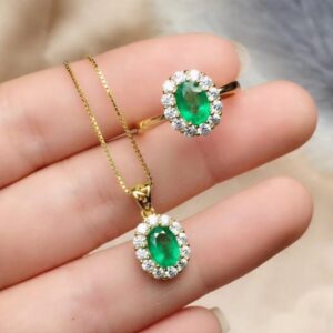Zambian Emerald Floral Jewelry Set