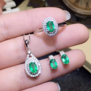 Zambian Emerald Wedding Jewelry Set