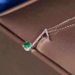 1 Carat Zambian Emerald L Shape Pendant