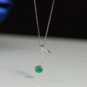 1 Carat Zambian Emerald L Shape Pendant