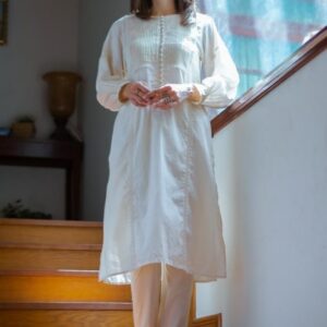 Women Cream White Shalwar Kameez
