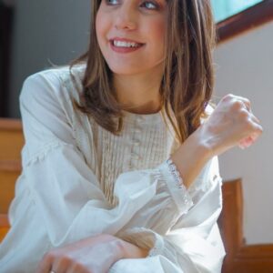 Women Cream White Shalwar Kameez