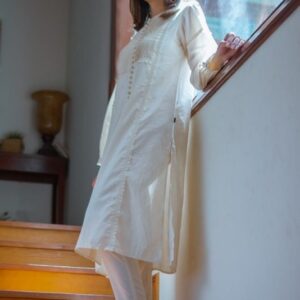 Women Cream White Shalwar Kameez